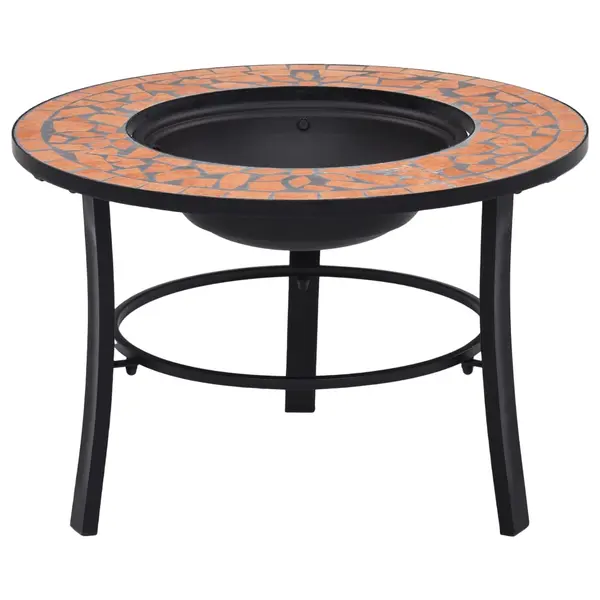 Gossi vatra de foc cu mozaic, caramiziu, 68 cm, ceramica