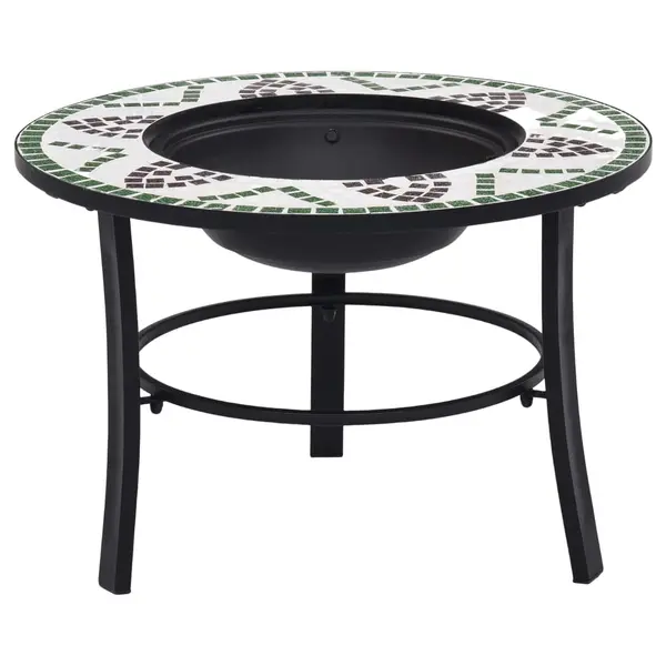 Gossi vatra de foc cu mozaic, verde, 68 cm, ceramica