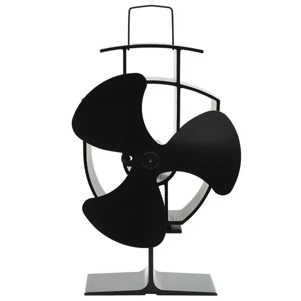 Gossi ventilator de soba cu alimentare termica, 3 palete, negru