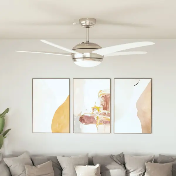 Gossi ventilator tavan decorativ cu iluminare, 128 cm, alb