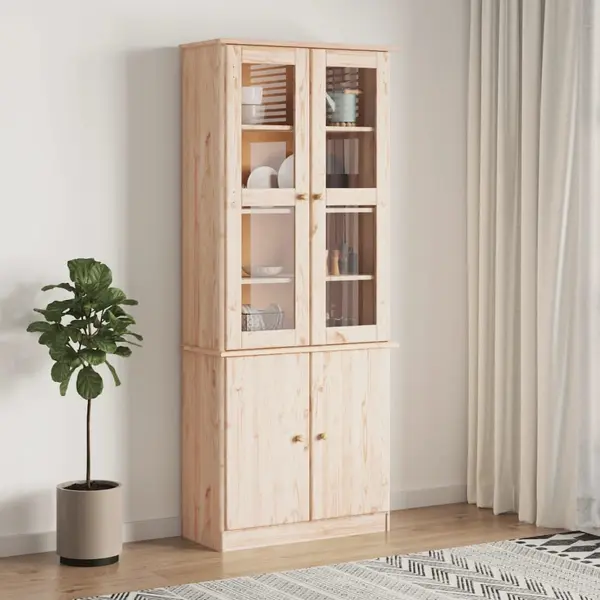 Gossi vitrine din sticla „alta” 77x35x186,5 cm, lemn masiv de pin
