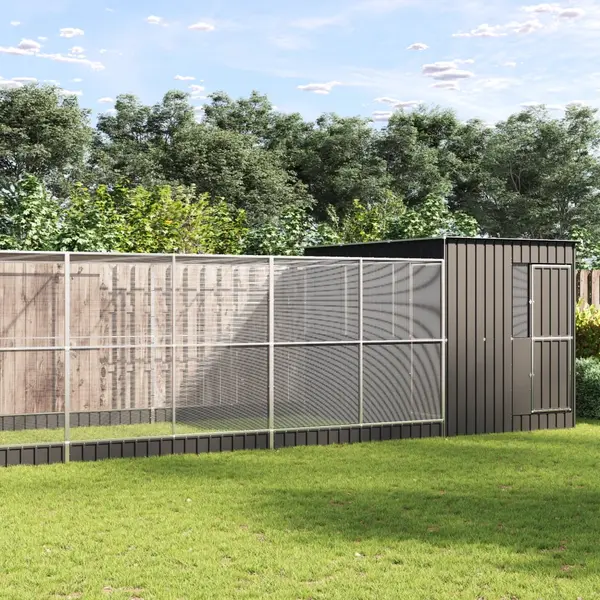 Gossi voliera de pasari cu extensie, argintiu, 1118x303x216 cm, otel