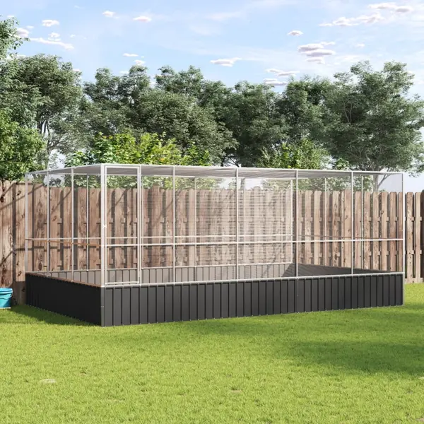 Gossi voliera de pasari cu extensie, argintiu, 518x307x212 cm, otel