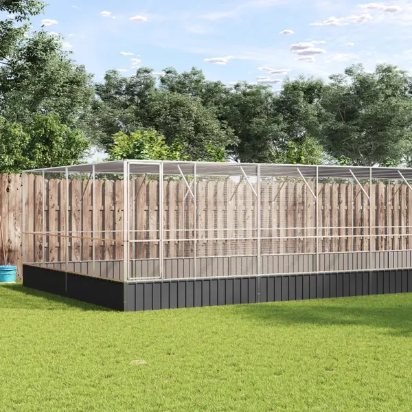 Gossi voliera de pasari cu extensie, argintiu, 832x414x212 cm, otel