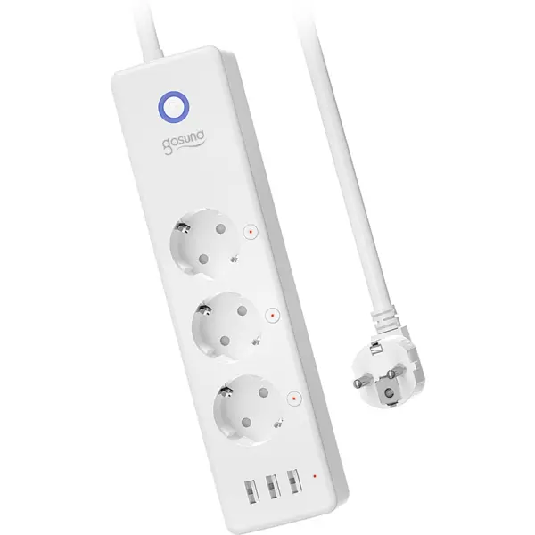 Gosund | NiteBird Prelungitor Smart Gosund P1 Plus, Wi Fi, 3 prize, 3 x USB, 15W, 3A, 3450 W, 1.5 m, alb