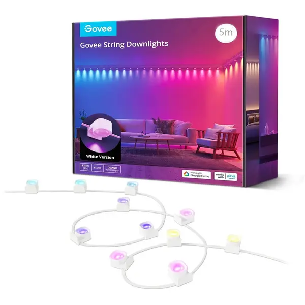 Govee Banda cu Spoturi LED Govee RGBIC String Downlights, H608A, 5m, Wi-Fi, sincronizare muzica