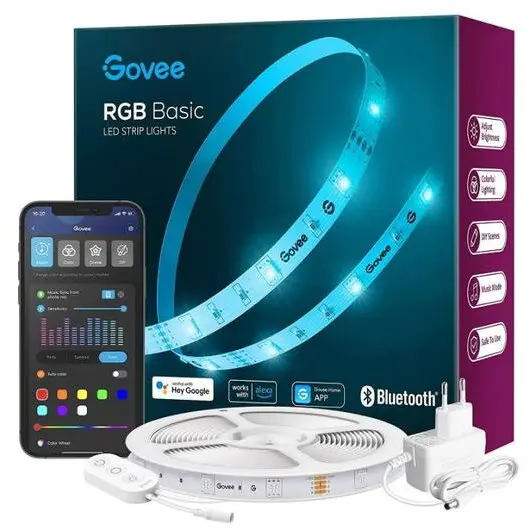Govee Banda LED Govee H615A, RGB, Wi-Fi, Voice Assistants, 5m (Alb)