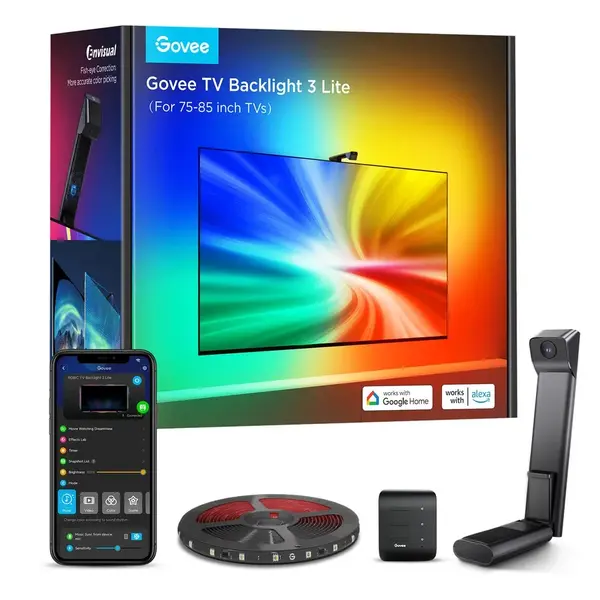Govee Banda LED Govee TV Backlight 3 Lite, H6099, Wi-Fi + Bluetooth, RGBICW, Camera, 75-85 inch, Fisheye Correction