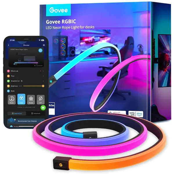 Govee Banda LED Neon Rope Lights Govee H61C3 RGBIC, Sincronizare Muzica, Wi-Fi+Bluetooth, 3m