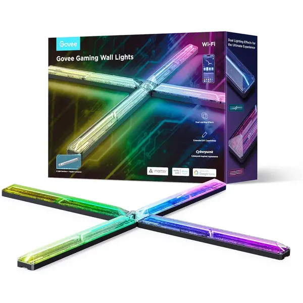 Govee Set 4+1 bara LED Govee Gaming Wall Light, H6063, RGBIC, Smart, Sincronizare Muzica, Wifi, Alexa, Google Assistant