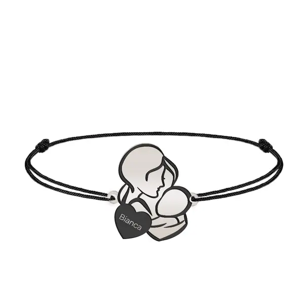Grace - Bratara personalizata snur mama si bebe din argint 925