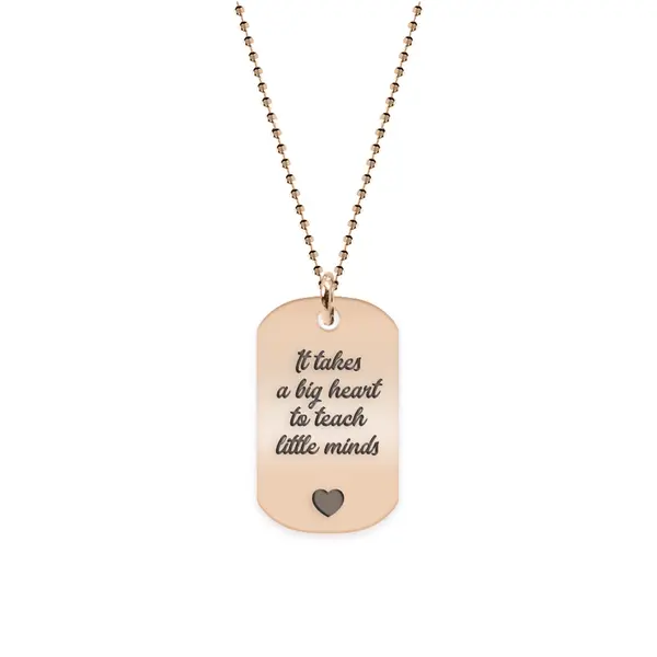 Graduatio - Colier personalizat dog tag educator/invatator din argint 925 placat cu aur roz