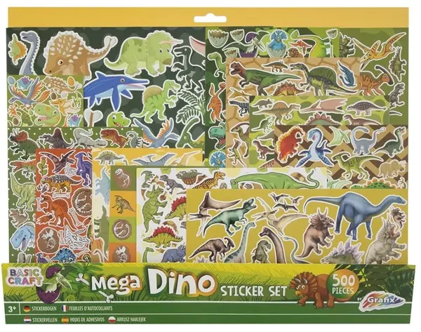 Grafix - Set de autocolante pentru dinozauri, 500 de bucăți