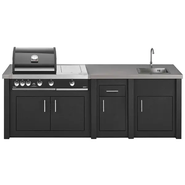 Grandhall Grandpro Bucatarie de exterior Grandhall Grandpro by Stoll SGPP3SDD00, gratar Premium G4 Plus, arzator pentru rumenire rapida, chiuveta, Aluminiu-Grafit