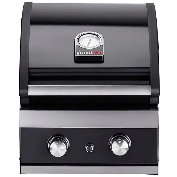 Grandhall Gratar pe gaz cu 2 arzatoare din inox, incastrabil, gratare din fonta, Grandhalll Classic K02000232A