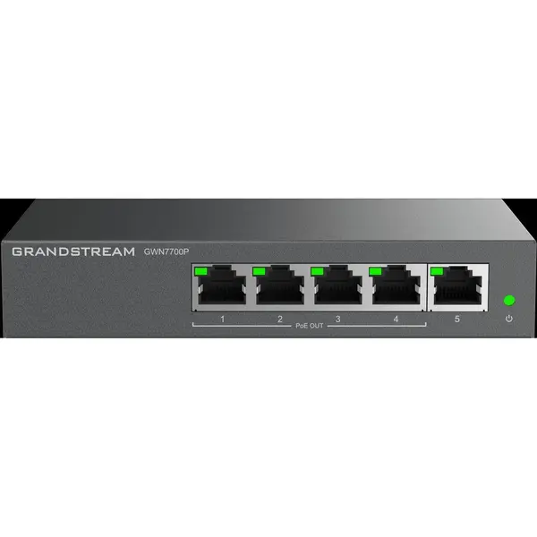 Grandstream Switch Grandstream GWN7700P, 5 porturi RJ45, Gigabit, 4x PoE, fara management