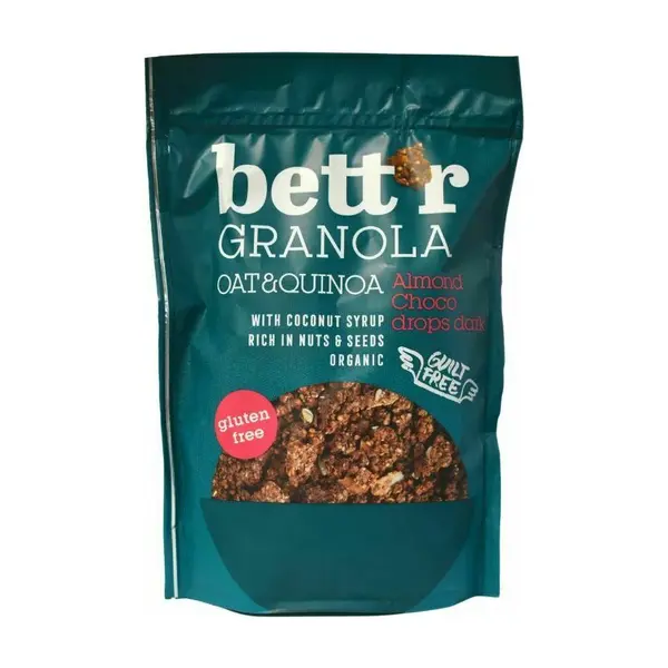 Granola cu migdale si bucati de ciocolata neagra bio 300g Bettr