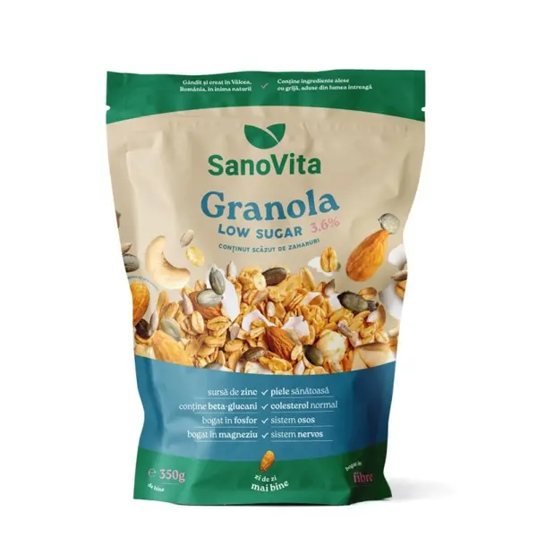 Granola Low Sugar 3.6%, Sanovita Zipper, 350 g