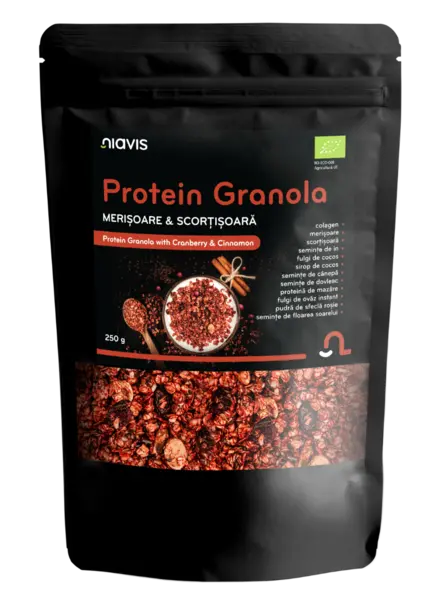 Granola proteica cu merisoare si scortisoara, 250g, Niavis