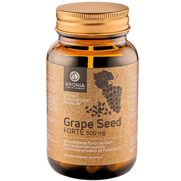 Grape Seed Forte la 500mg — 60 capsule din extract de semințe de struguri cu puternice proprietăți antioxidante și antiinflamatoare