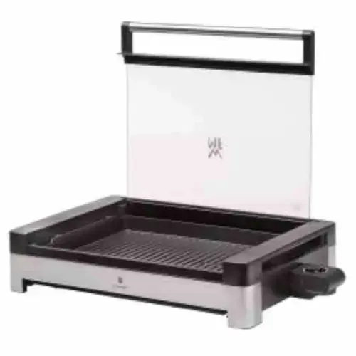 Gratar de masa cu capac din otel inoxidabil WMF Lono 415430011, 40 x 29 cm 2200W (Argintiu/Negru)