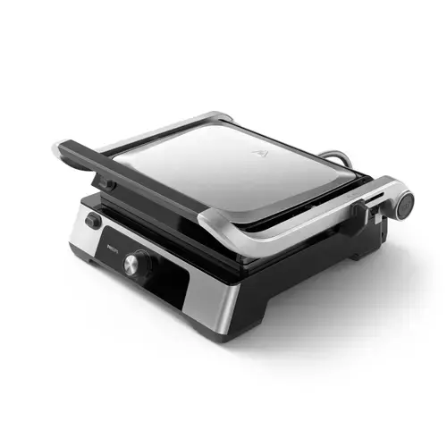 Gratar electric Philips HD6301/90 Seria 5000, 2200 W, inaltime reglabila, temperatura reglabila, curatare usoara, placi antiaderente detasabile (Negru/Inox)