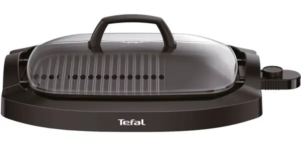 Grătar electric Tefal - CB6A0830, 2000W, antiaderent, plat/nervat, negru