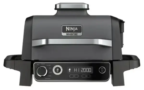 Grătar Ninja - Woodfire OG701, 2400W, antiaderent, cu striuri, negru
