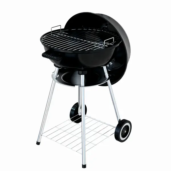 Gratar pe carbuni KLUGMEISTER KY22018A, material otel, cu capac si roti de deplasare, diametru gatire 54 cm, inaltime gatire 78 cm
