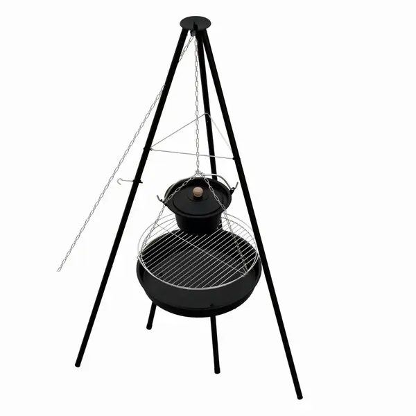 Gratar pe carbuni KLUGMEISTER KY23020A, material otel, suspendat, cu trepied, diametru 49 cm