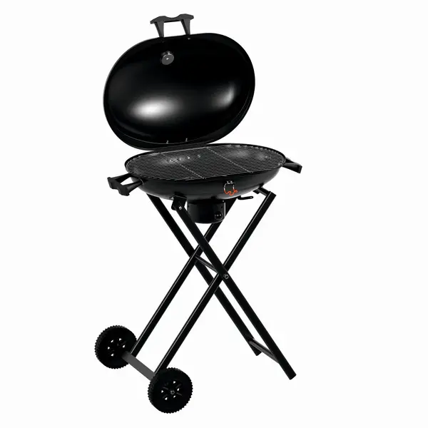 Gratar pe carbuni KLUGMEISTER KY30018, material otel, cu roti deplasare, pliabil, gura golire cenusa, suprafata gatire 54x37 cm