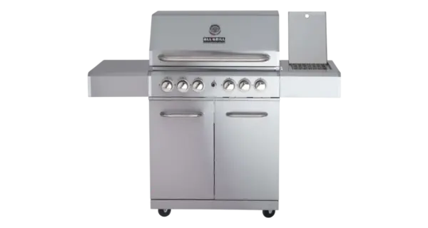 Gratar pe gaz din inox ALL 'GRILL Allrounder L 100304, cu 4.1 arzatoare si arzator ceramic pentru rotisor