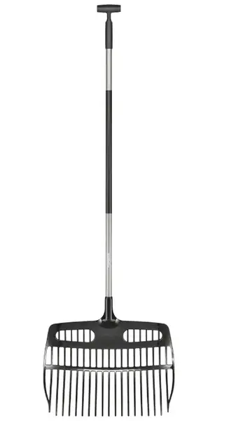 Grebla pentru sol, tip lopata, Fiskars Ergonomic 1077116, otel + plastic, cu coada, 18 dinti, 150 cm