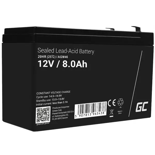 Green Cell Acumulator stationar 12V 8Ah F2 AGM Green Cell AGM46 UPS