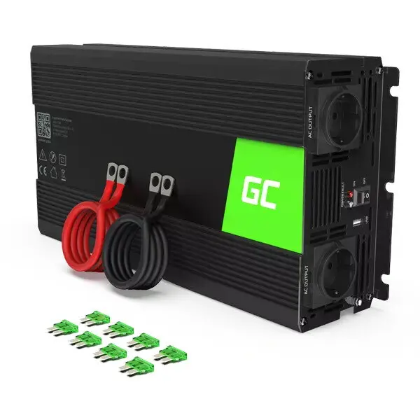 Green Cell Invertor de tensiune 1500W/3000W 24V la 230V Volt USB DC AC Unda sinusoidala pura Green Cell