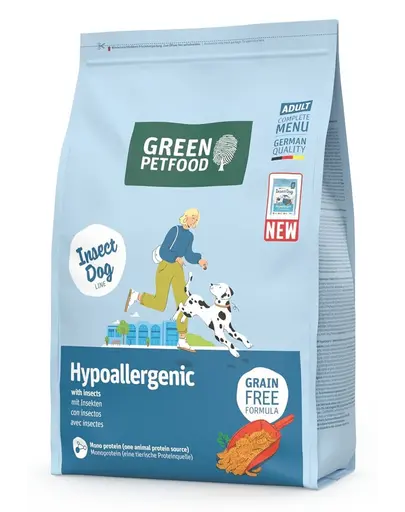 GREEN PETFOOD InsectDog Hypoallergenic 3kg hrană hipoalergenică câini, cu insecte
