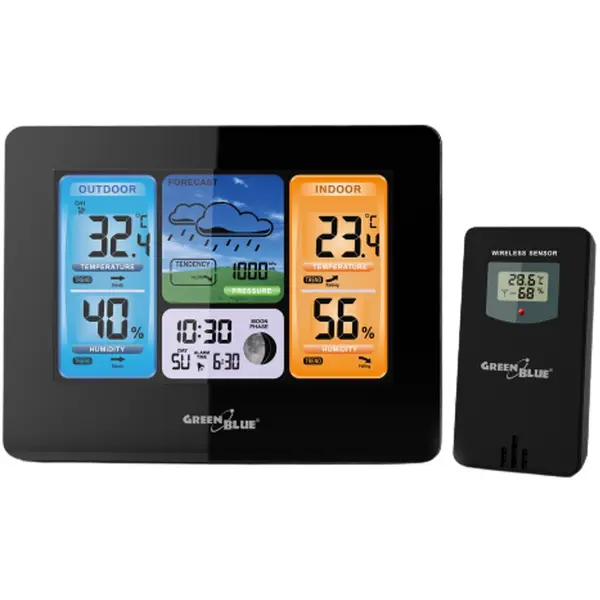 GreenBlue Statie Meteo fara fir, GreenBlue, GB526 DCF, Negru
