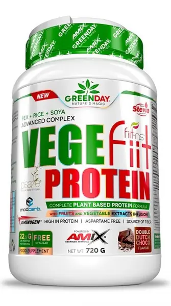GreenDay Vegefiit Protein, ciocolată cu arahide și caramel, 720 g, Amix