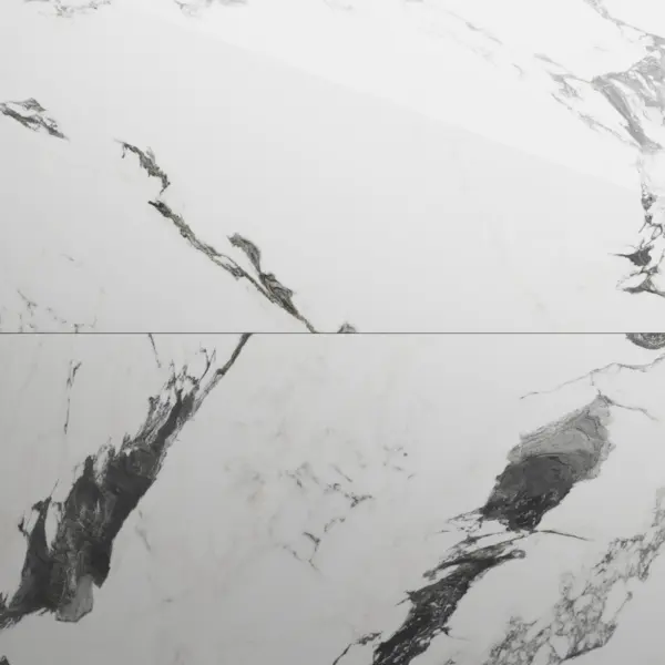 Gresie exterior / interior portelanata Panda Marble White 60 x 120 cm lucioasa rectificata tip marmura
