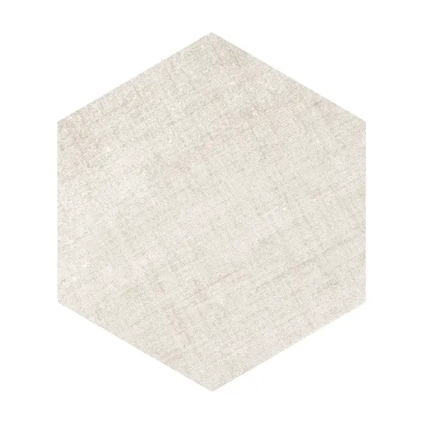 Gresie hexagonala exterior / interior Fabric Ivory 21 5 x 25 cm mata portelanata aspect ciment
