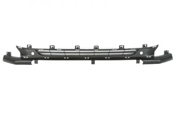 Grila bara fata (Inferior Mijloc, cu gauri pentru senzorii de parcare, plastic, negru) potrivit PEUGEOT 208 I, 208 HATCHBACK 03.12-12.19 02.15-