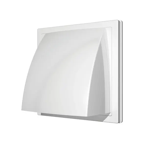 - Grila ventilatie Ø100mm patrata cu clapeta antiretur, exterior 150x150, ASA plastic Alb