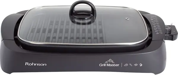 Grill Rohnson -Grill Master R-2525, 2200 W, antiaderent, nervurat/plat, negru