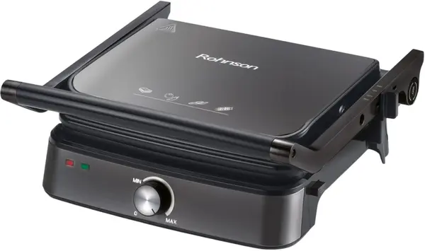 Grill-toaster Rohnson - R-2316BR, 2000W, antiaderent, cu nervuri, Frozen Grey