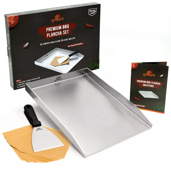 grillart Plita tip plancha cu spatula din inox de 4 mm, dimensiune universala 30x40x3,6 cm, compatibila inductie Grillart GA-1031-2