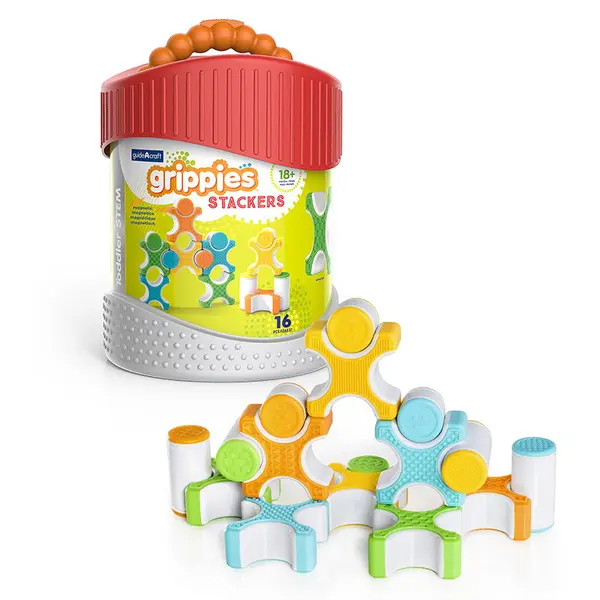 Grippies Stackers, set magnetic senzorial, 16 piese multicolor