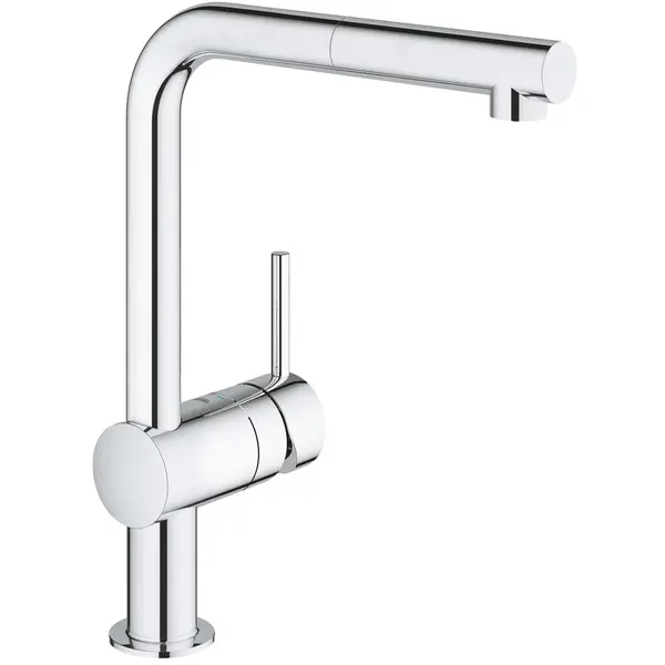 Grohe Baterie de bucatarie Grohe Minta 32168000, 1/2'', monocomanda, dus extractabil, pipa inalta, cartus ceramic, pivotanta, Crom