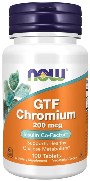 GTF Chromium, 200 mcg, 100 tablete, Now