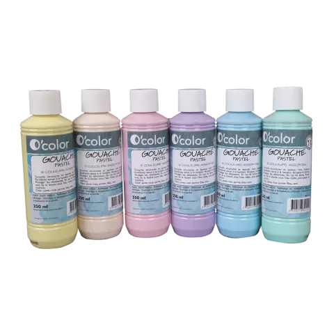 Guasa lavabila 6 x 250 ml, culori pastel