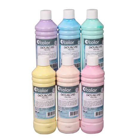 Guasa lavabila 6 x 500 ml, culori pastel
